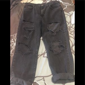 High waisted ripped mom jeans